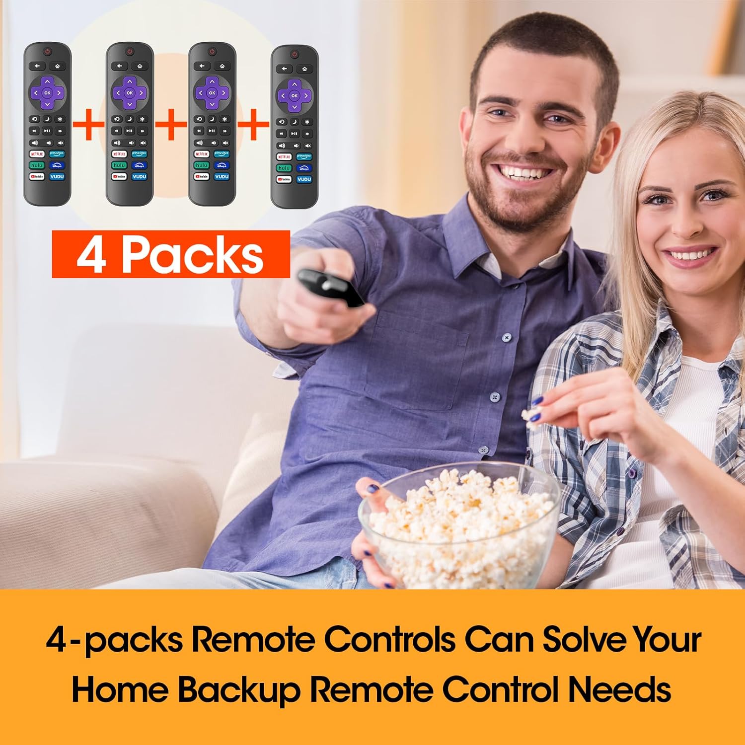 4 Pack Replacement Remote Control Only for Roku TV, Compatible with All TCL Roku/Hisense Roku/Onn Roku/Sharp/Philips Roku (Not for Roku Stick, Box or Speaker)