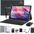 Android Tablet 2025 Latest Tablets, 10 inch Tablet (4+4)GB RAM 64GB ROM 1TB Expand, 2 in 1 Tablets with Keyboard, Case, Stylus, Octa-Core Tableta PC, WiFi 6, Bluetooth, Dual Camera,7000mAh Battery