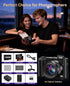 4K Digital Camera for Photography - 64MP Autofocus Vlogging Camera for YouTube with Dual-Lens - 16X Digital Zoom Anti Shake 3'' Selfie Compact Travel Camera with Flash, 2 Batteries, Charging Stand
