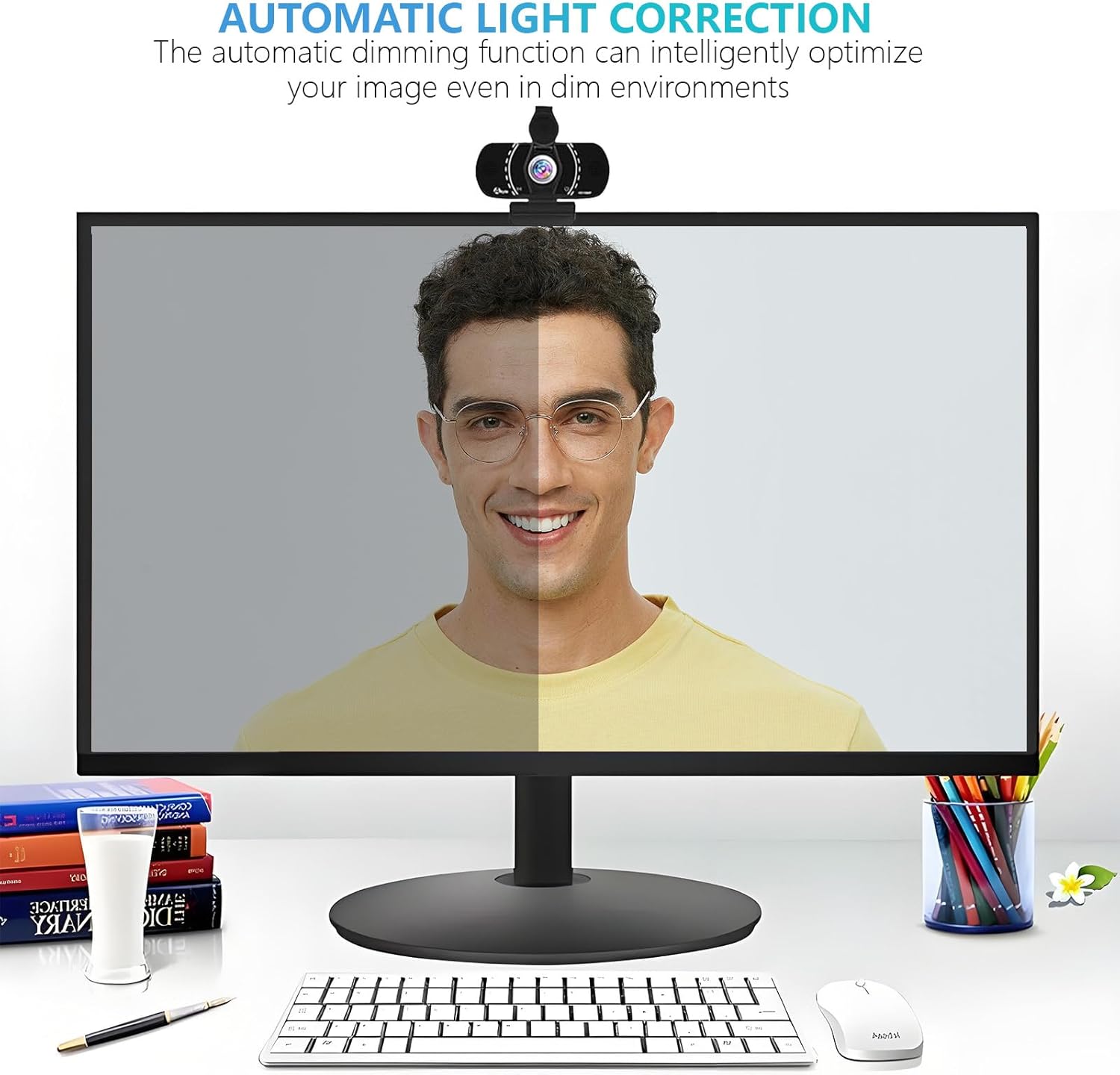 Akyta 1080P Web Camera for Laptop, Webcam with Microphone/Privacy Cover/Stand/Adapter/Plug and Play & Wide Angle 110°, USB Webcam for Desktop Computer PC Mac Video Calling/Zoom Conferenc