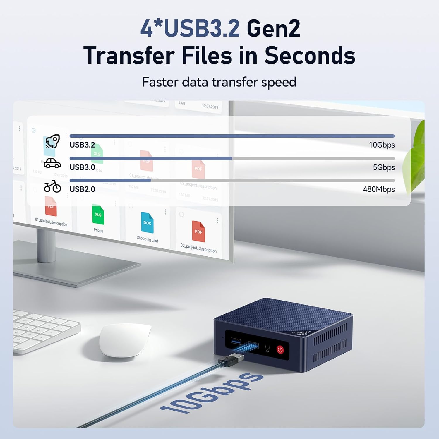 Beelink EQ Mini PC,Mini S12 N95 Intel Alder Lake-N95 (up to 3.4GHz),16GB DDR4 500GB M.2 SSD Mini Desktop Computer, Support 4K@60Hz Dual HDMI Display, 2.5G LAN/USB3.2/Low-Power Home/Office Micro PC