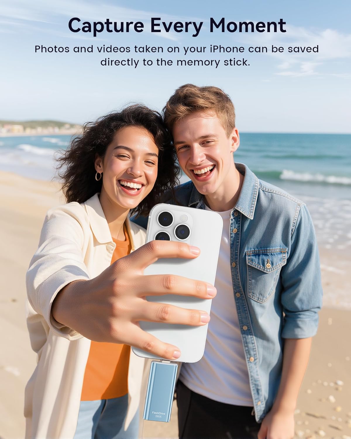 MFi Certified Flash Drive 256GB for iPhone Thumb Drive, USB Memory Stick iPhone Flash Drive Photo Stick for Photos Videos, High Speed External Storage Jump Drive for iPhone/iPad/Android/PC(Sky Blue)