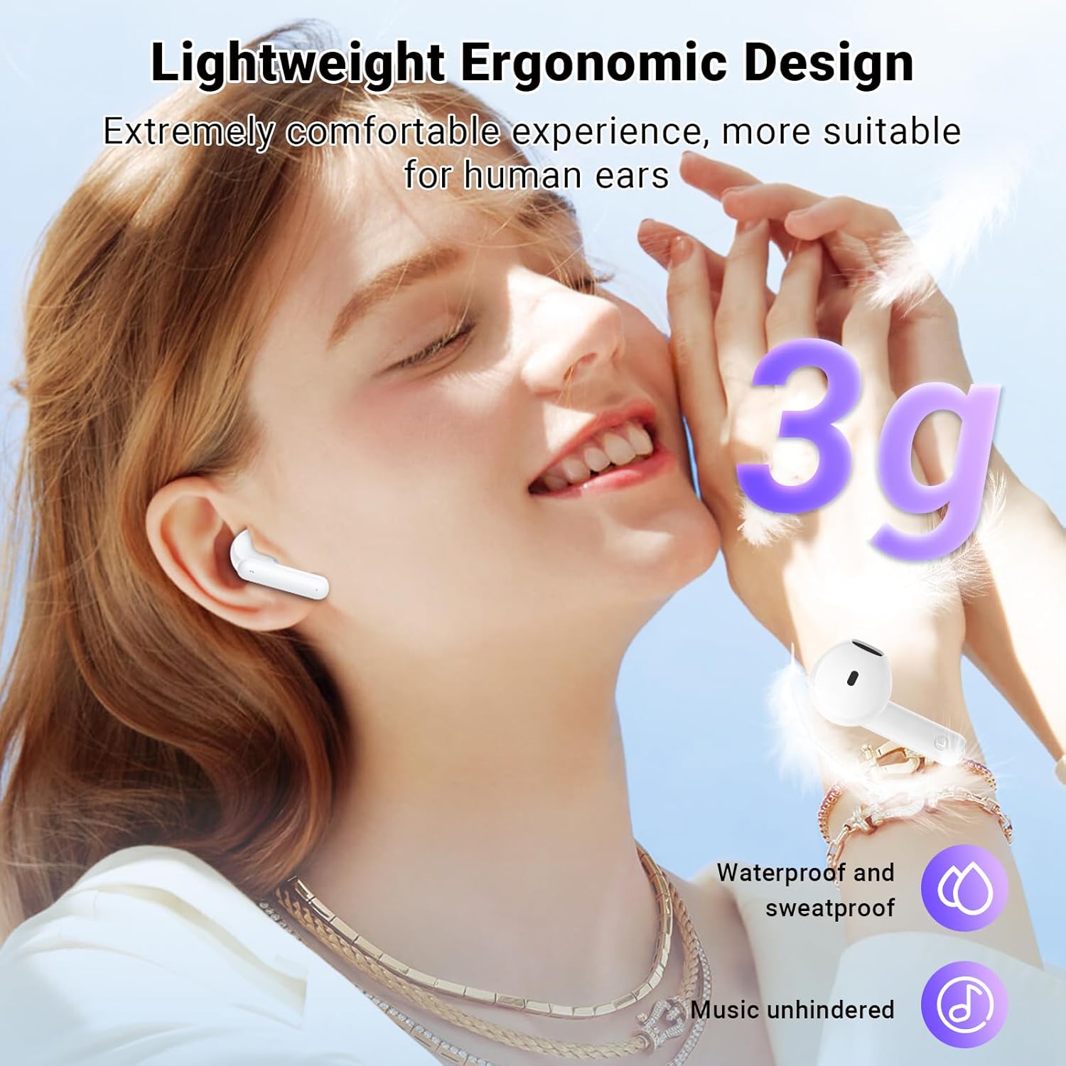 Wireless Earbuds Bluetooth 5.4 with LED Display Case, Mini In-Ear Bluetooth Earbuds, ENC Noise Cancelling for Calls,42H Playtime,Type-C Fast Charging, Touch Control,3.5g Lightweight for Android & iOS