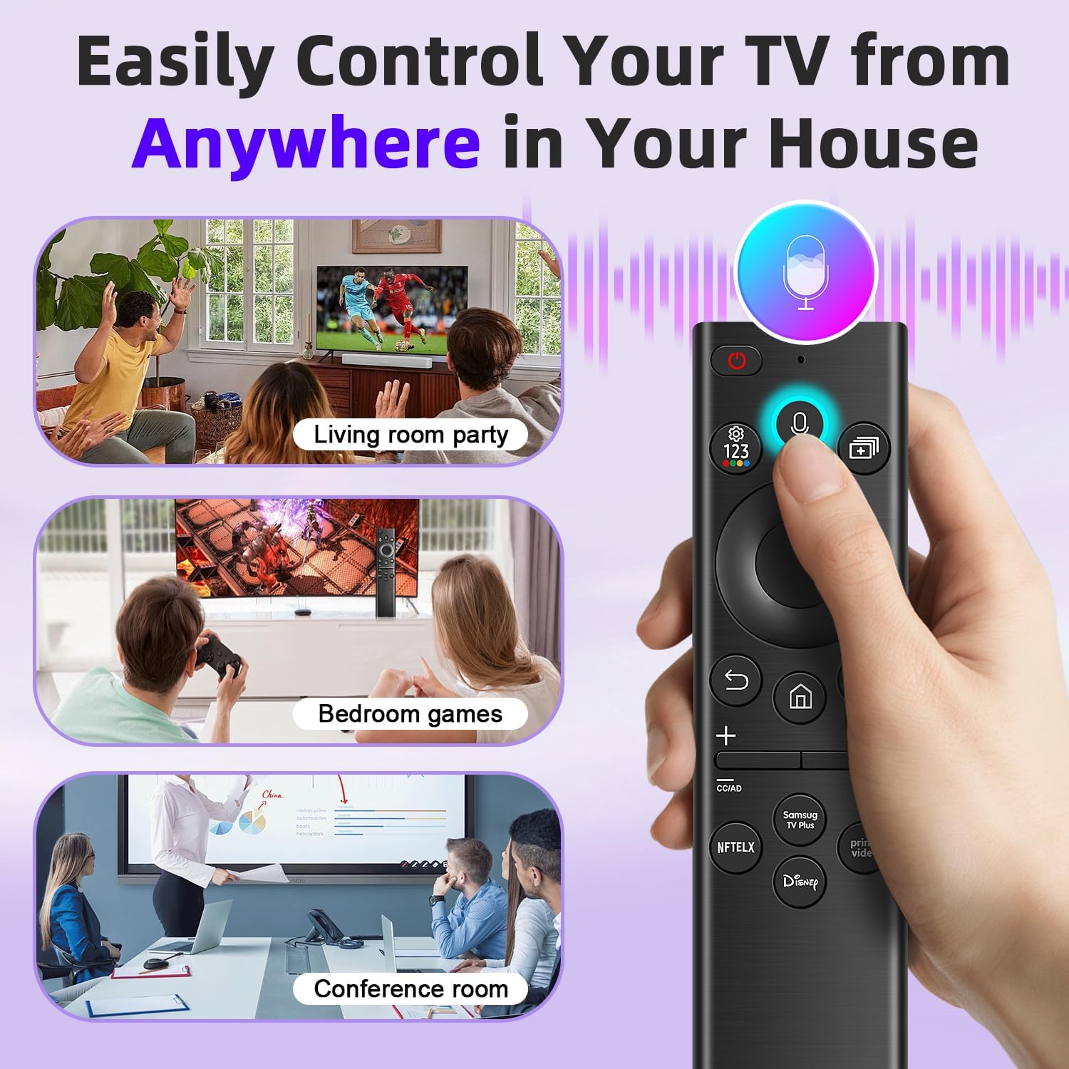 for Samsung TV Remote Control Replacement, BN59-01385A for Samsung Remote with Voice Control Compatbile with Sam-Sung Remote Control for Smart TV Curved Frame QLED LED LCD Q60 Q70 Q80 Q90 Series TVs