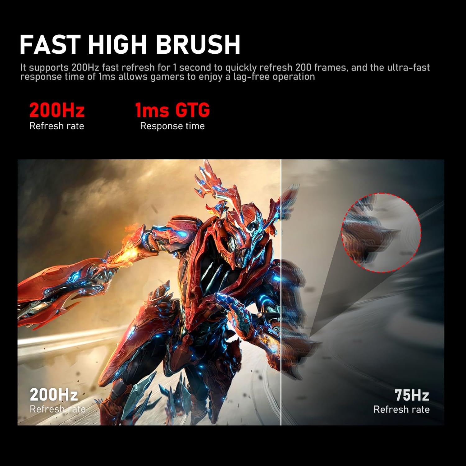 Gawfolk 24.5 Inch PC 200Hz Gaming Monitor, FHD 1080p screen, Built-in speakers,1ms without Bezel, freesync, 99% sRGB, 178 ° Angle View, HDMI、DisplayPort, Compatible with wall mounting 75*75MM - Black