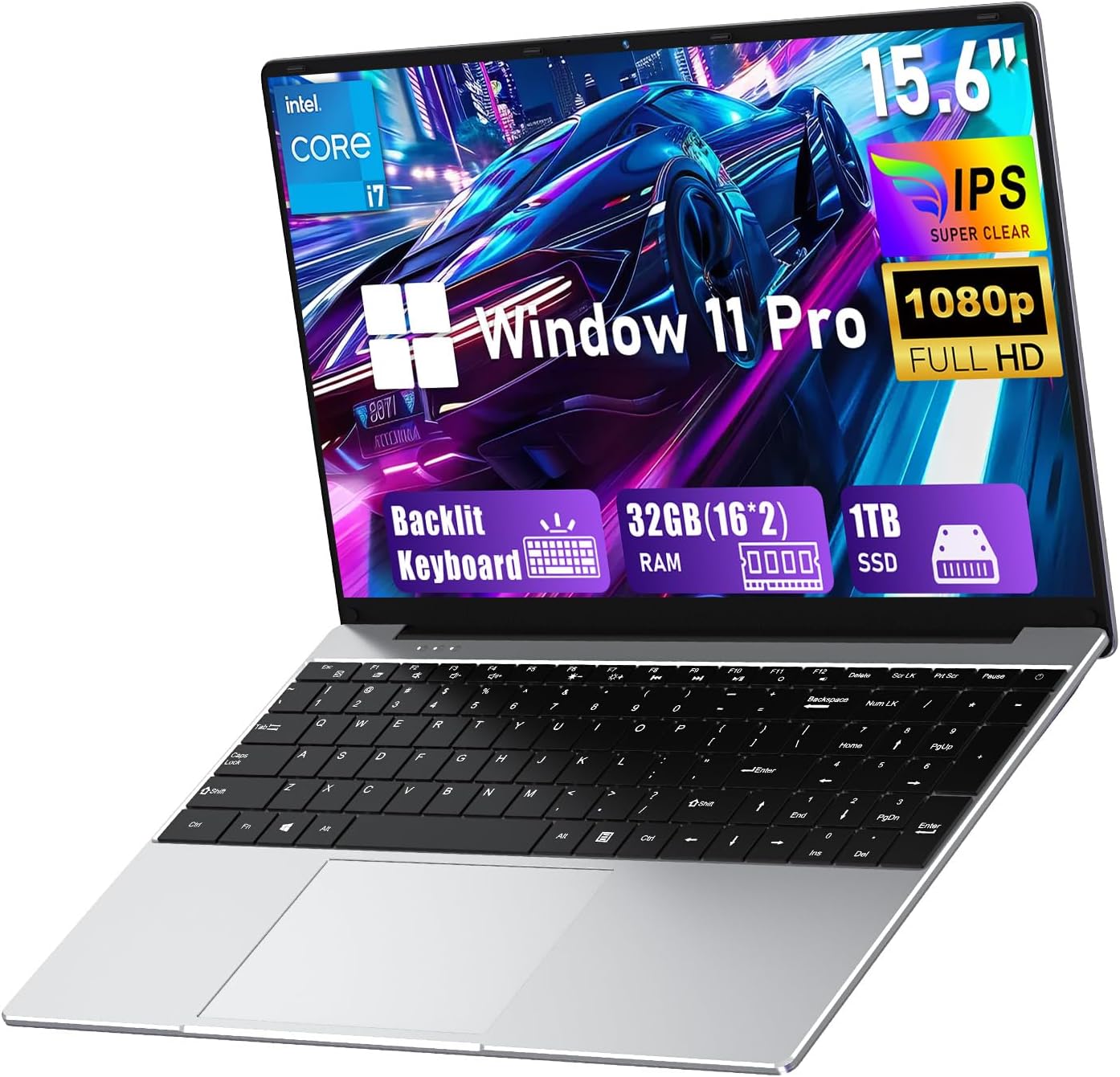 2026 New Gaming Laptop, 15.6 Inch Lap Top PC Windows 11 Pro, 32GB RAM 1TB SSD,Intel Core i7-7600U Processor(Up to 3.9GHz), 2 Years Warranty, FHD 1920 * 1080, Backlit, 180°Open, 6000mAh/46.2Wh
