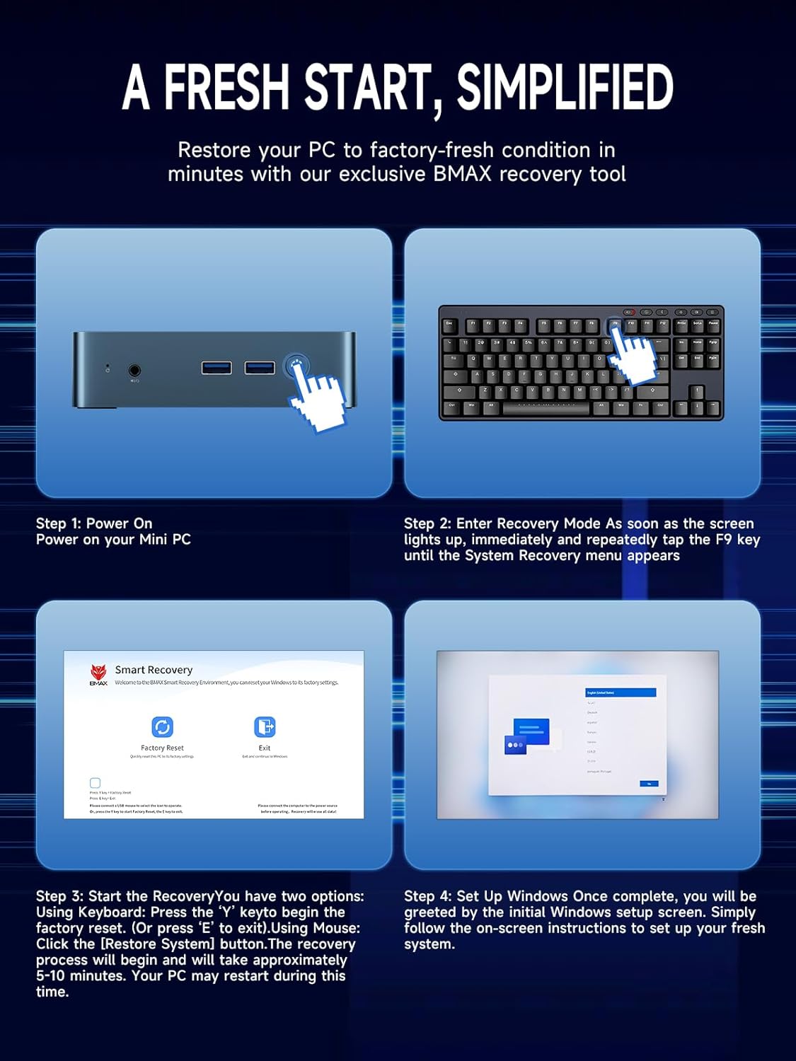 Bmax Mini PC B2 Power Intel 5205U 8GB DDR4 256GB M.2 NVMe SSD Support Expansion (64GB&4TB),HDMI 1.4&DP 1.2, USB3.2,4K Dual Display 2.4G/5G WiFi & BT5.0 Mini Desktop Computers for Home/Office/Design