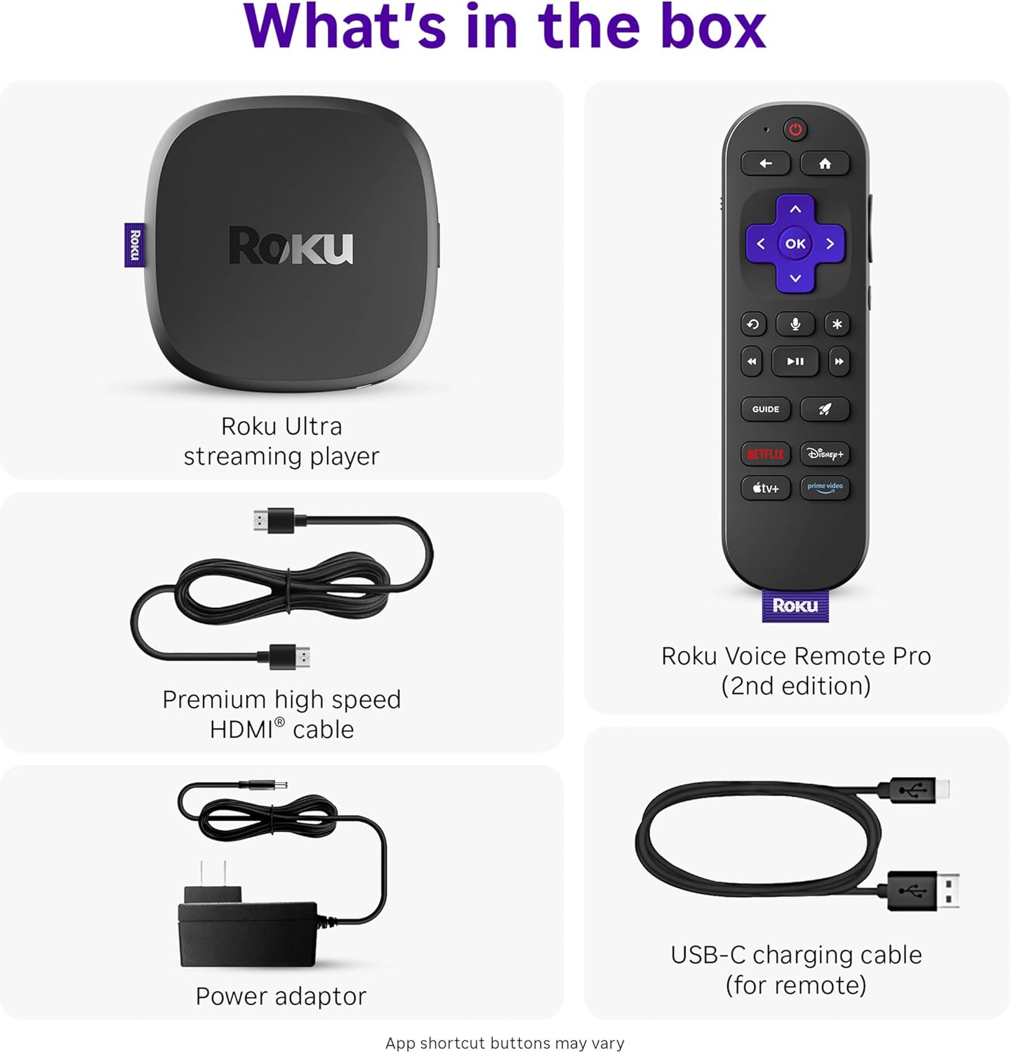 Roku Ultra - Ultimate Streaming Player - 4K Streaming Device for TV with HDR10+, Dolby Vision & Atmos - Bluetooth & Wi-Fi 6- Rechargeable Voice Remote Pro with Backlit Buttons - Free & Live TV