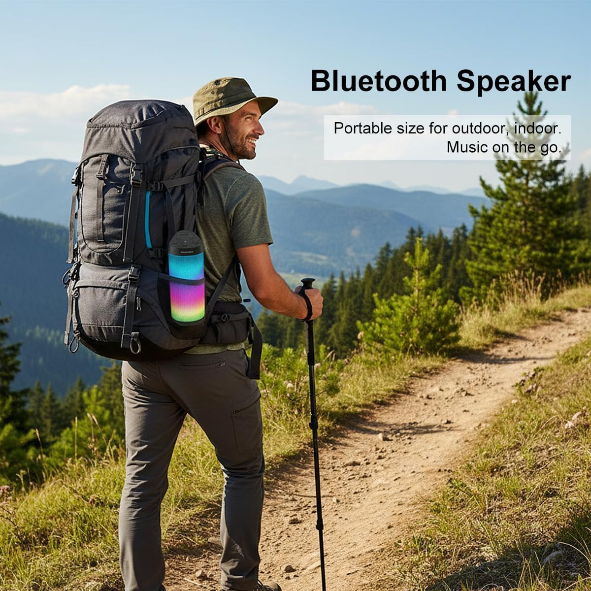 Bluetooth Speaker with Lights, Portable Wireless, Powerful Stereo Sound, IPX4 Waterproof, Up to 24H Playtime, TWS Surround Pair, BT5.3,for Home/Outdoor/Party/Camping, Electronic Gadgets, Birthday Gift