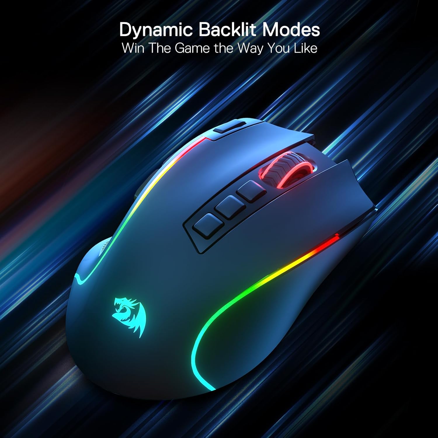 Redragon M612 PRO RGB Gaming Mouse, 8000 DPI Wired/Wireless Optical Mouse with 9 Programmable Buttons & 7 Backlit Modes, BT & 2.4G Wireless, Software Supports DIY Keybinds Rapid Fire Button