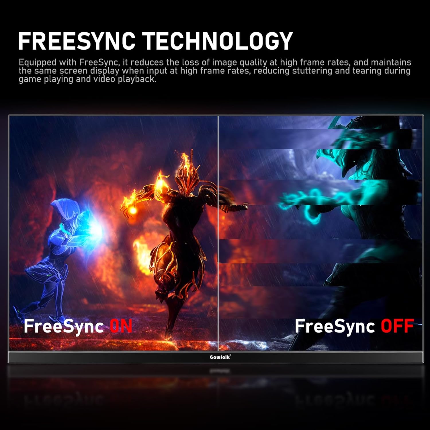 Gawfolk 24.5 Inch PC 200Hz Gaming Monitor, FHD 1080p screen, Built-in speakers,1ms without Bezel, freesync, 99% sRGB, 178 ° Angle View, HDMI、DisplayPort, Compatible with wall mounting 75*75MM - Black