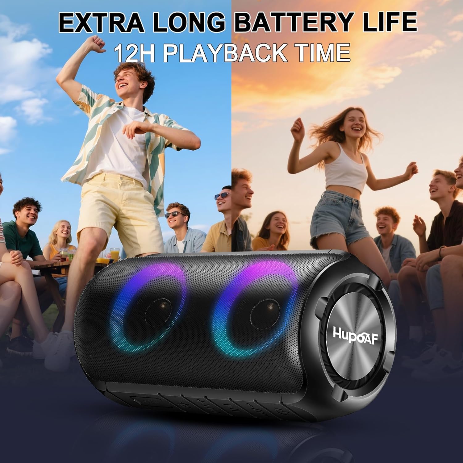 Bluetooth Speaker, 2025 New Portable Wireless Speaker with 6D Loud Sound, IPX7 Waterproof, HD Call, RGB Lights, 12H Playtime for Home/Party/Outdoor/Beach, Electronic Gadgets, Birthday Gift