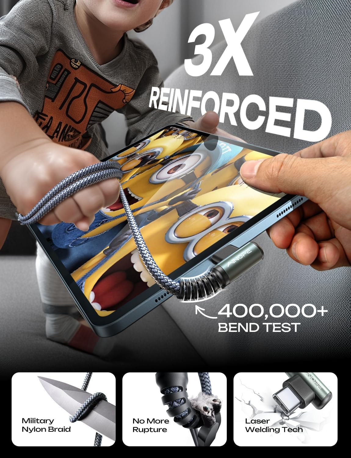 AINOPE USB C to USB C Cable 60W 2Pack 6.6ft C to C Cable Fast Charging Type C Charger Fast Charging Right Angle Sideways Phone Charger USBC - USBC for iPhone 17 Pro Max 16 Accessories Samsung S25 iPad