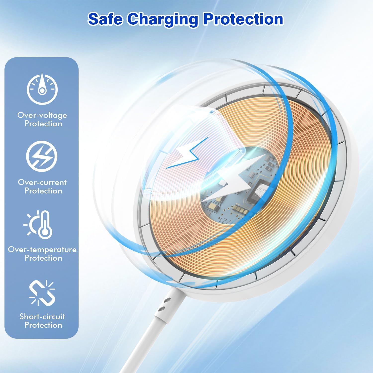 [Apple MFi Certified]Magnetic Wireless iPhone Charger Magsafe Charger,6FT 15W Fast Phone Charging Pad Wireless Magnetic Charge for iPhone 17/17Air/16 Pro Max/16 Plus/15 Pro Max/14/13/12/AirPods3/2/Pro