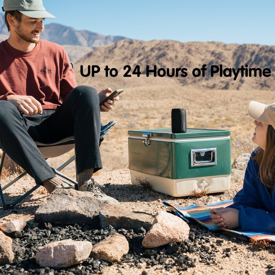 MusiBaby M68 Portable Bluetooth Speakers – Wireless, Waterproof, Dual Pairing, Deep Bass, Small & Loud with 24H+ Playtime – Outdoor Travel, Beach, Camping, Party, Gifts for Men Women (Black)