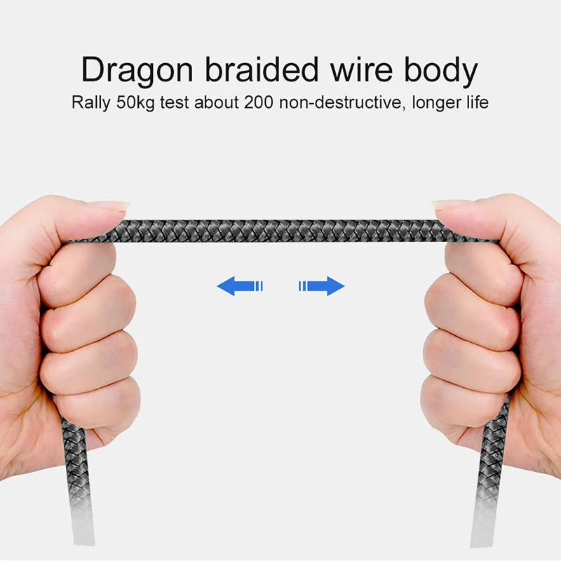 Nylon Data Cable Fast Charger USB A to Type C Charging Cable For Huawei Samsung   Android phone TypeC Charging Device 1M 2M 3M