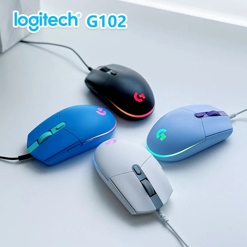 Logitech G102 Gaming Mouse Wired RGB Lighting 6 Programmable Buttons 8000 DPI Adjustable Ergonomic Fit for Desktop Laptop