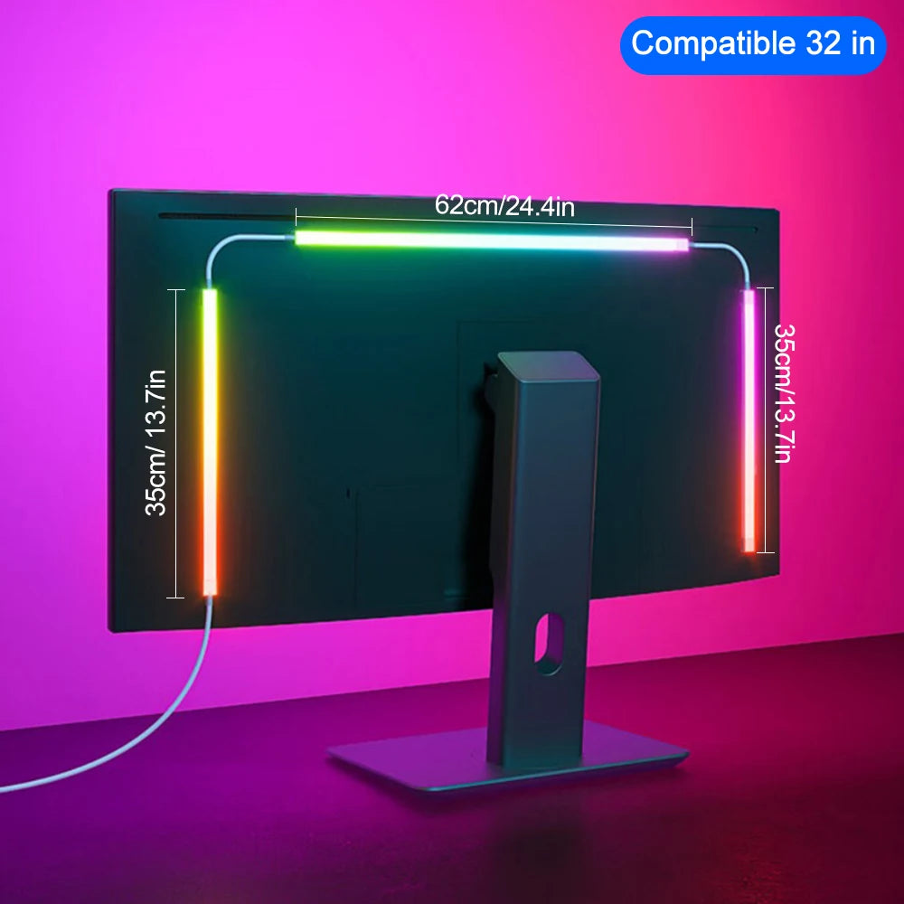 RGB Gaming Screen Sync Light Strip – Smart App-Controlled Monitor Backlight with DIY Color Modes for PC Setup and Game Room Ambient Lighting