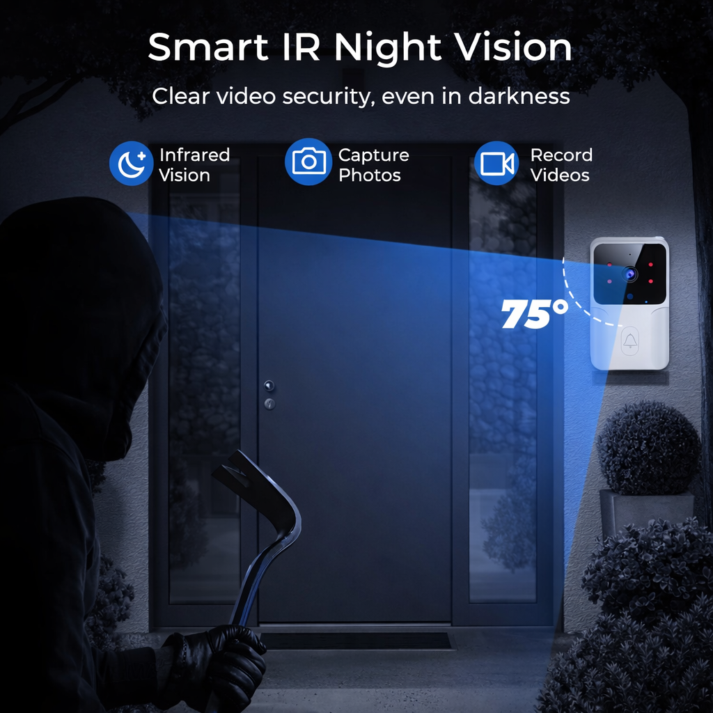 WiFi Video Doorbell Wireless Phone Two-way Intercom System IR Night Vision Doorbell Smart Home Security Door Bell Camera Monitor