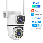 Tuya 5K 10MP WIFI IP Camera Outdoor 5G Wifi Dual Lens PTZ Cam Onvif CCTV Surveillance AI Tracking Alexa/Goggle Security Camera