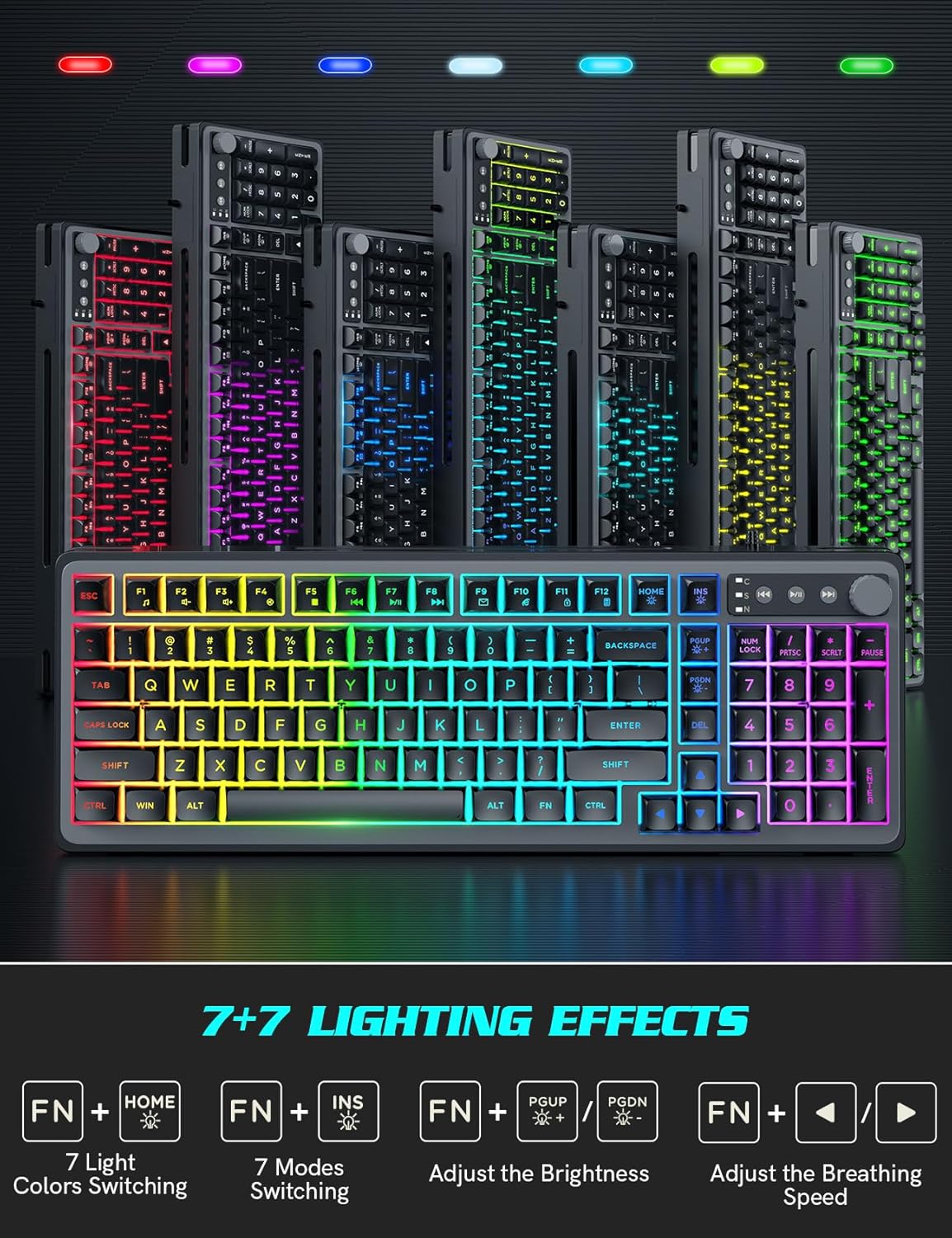 Gaming Keyboard and Mouse Combo - RGB Backlit 14 Lighting Effects, USB Wired Computer Keyboard, 26-Key Anti-Ghosting, Volume Wheel, Quiet Typing, Adjustable DPI Mouse for Gaming & Work, Trueque