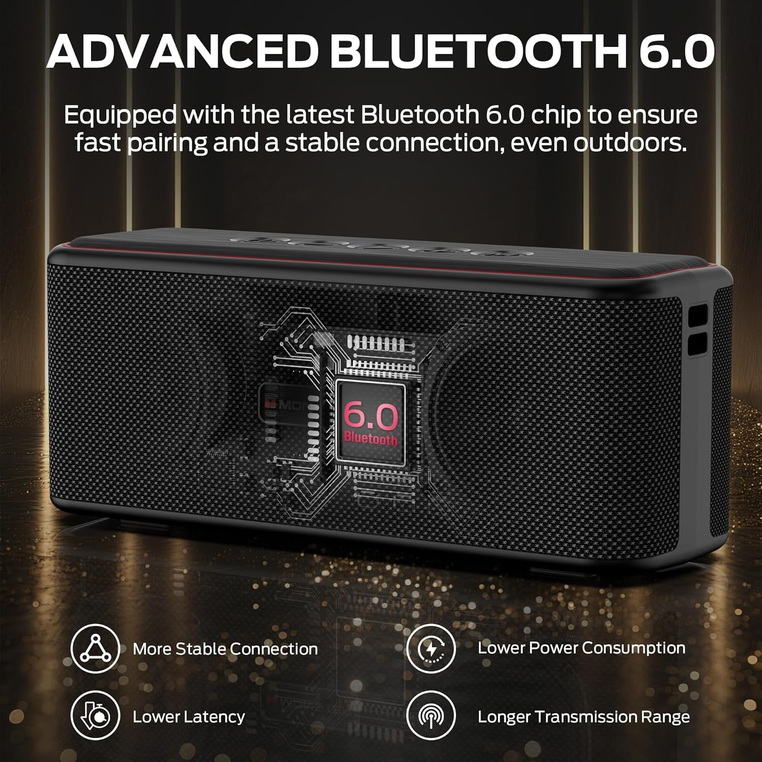 Monster Shock Plus Portable Bluetooth Speaker, Bluetooth 6.0 Speaker,30W Dual Speaker, Deep Bass,15H Playtime, Support AUX/TF Card,IPX6 Waterproof, TWS pairing for Outdoor/Home/Party/Travel,Gift Ideas