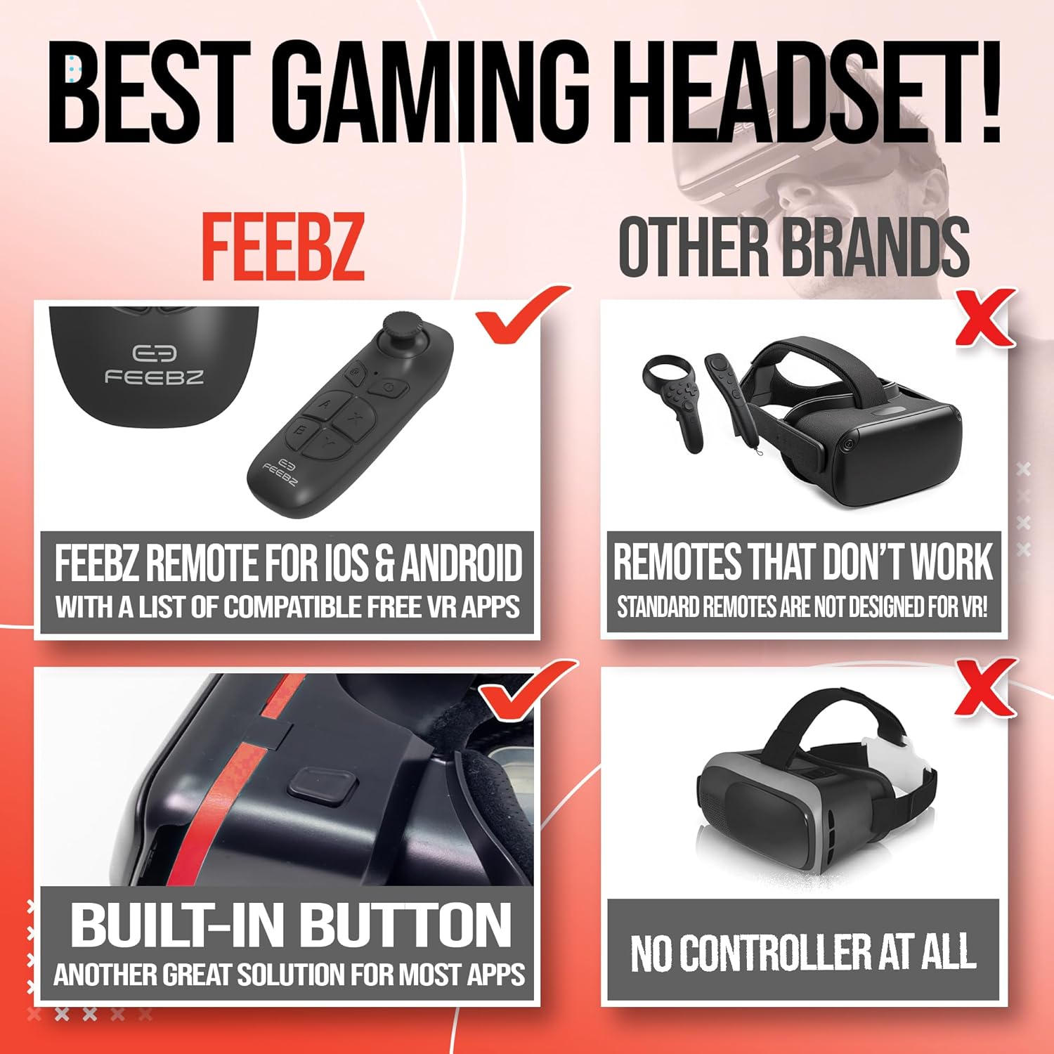 FEEBZ 3D VR Headset for Kids 2.0 + Android Remote - for iPhone & Android Phones | with 3D VR Videos & Apps Links | Virtual Reality Goggles Set for Beginners