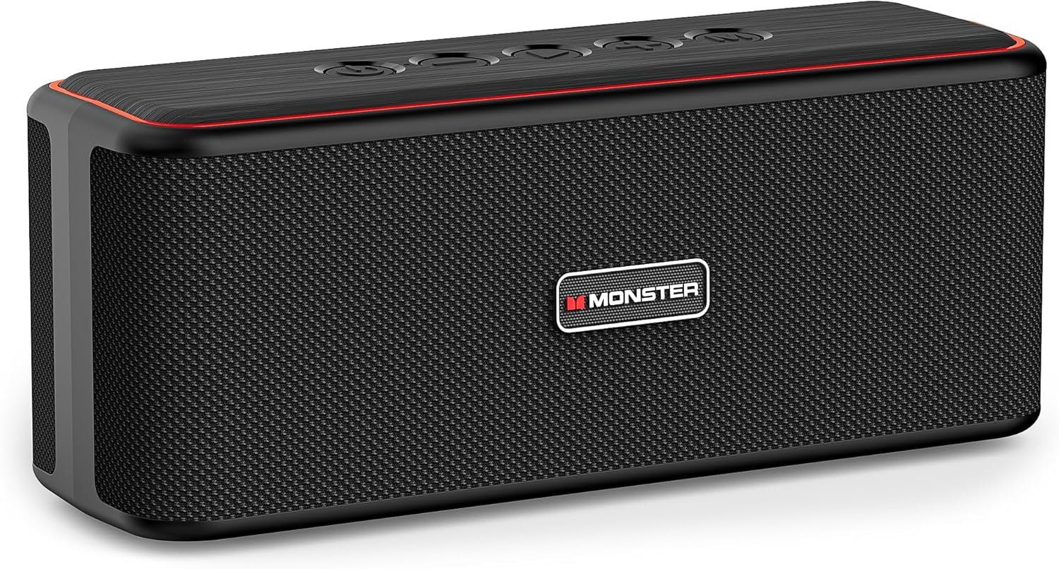 Monster Shock Plus Portable Bluetooth Speaker, Bluetooth 6.0 Speaker,30W Dual Speaker, Deep Bass,15H Playtime, Support AUX/TF Card,IPX6 Waterproof, TWS pairing for Outdoor/Home/Party/Travel,Gift Ideas