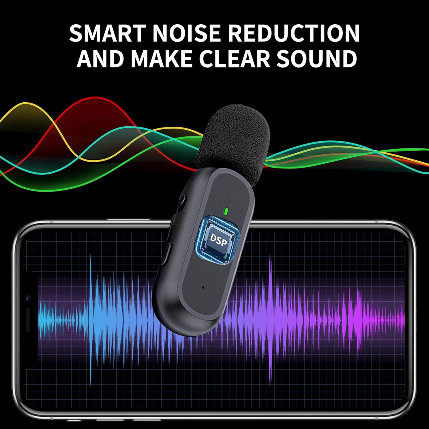 2 Pack Professional Wireless Lavalier Microphone for iPhone iPad Android with Charging Case Noise Reduction Plug-Play Clip on Lapel Mic for Video Recording Vlogging, YouTube, Interview, Live Streaming