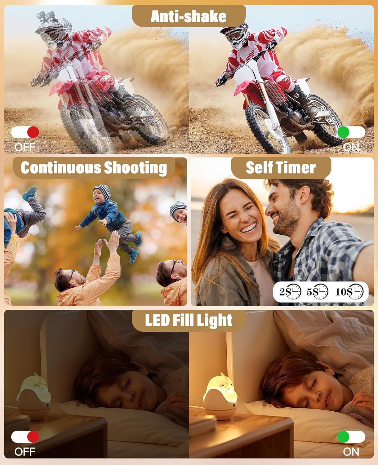 2025 New Digital Camera, 56MP FHD 1080P for Kids with 16x Digital Zoom Anti Shake, Face Detect, Smile Capture, 32GB TF Card, Battery, Lanyard, a Great Gift for Boys & Girls（Black