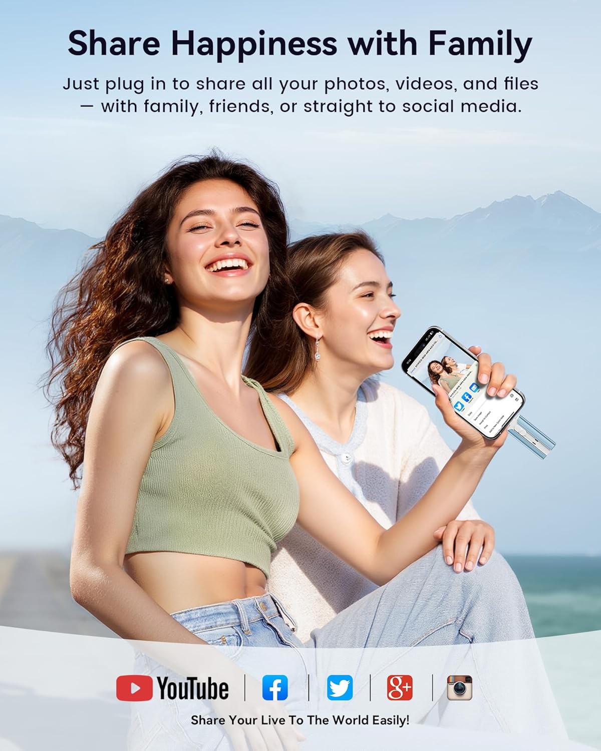 MFi Certified Flash Drive 256GB for iPhone Thumb Drive, USB Memory Stick iPhone Flash Drive Photo Stick for Photos Videos, High Speed External Storage Jump Drive for iPhone/iPad/Android/PC(Sky Blue)