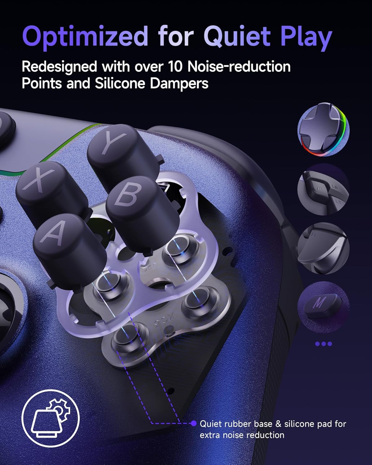 EasySMX X05Pro Wireless Controller for PC – Ergonomic Skin-Like Grip, Quiet-Touch Low-Noise Buttons, Dual-Mode Impulse Triggers, Hall Joysticks, 2 Programmable Buttons, RGB, 1000mAh Battery – PC/Switch/Android/iOS