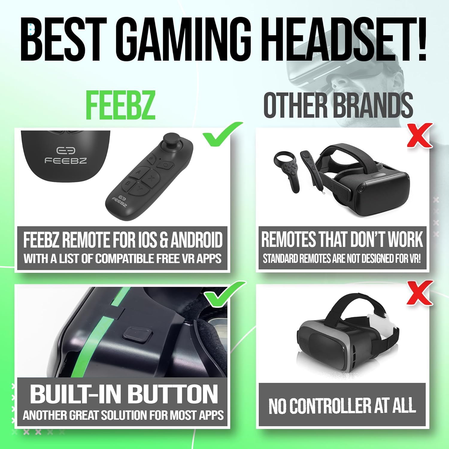 FEEBZ 3D VR Headset for Kids 2.0 + Android Remote - for iPhone & Android Phones | with 3D VR Videos & Apps Links | Virtual Reality Goggles Set for Beginners