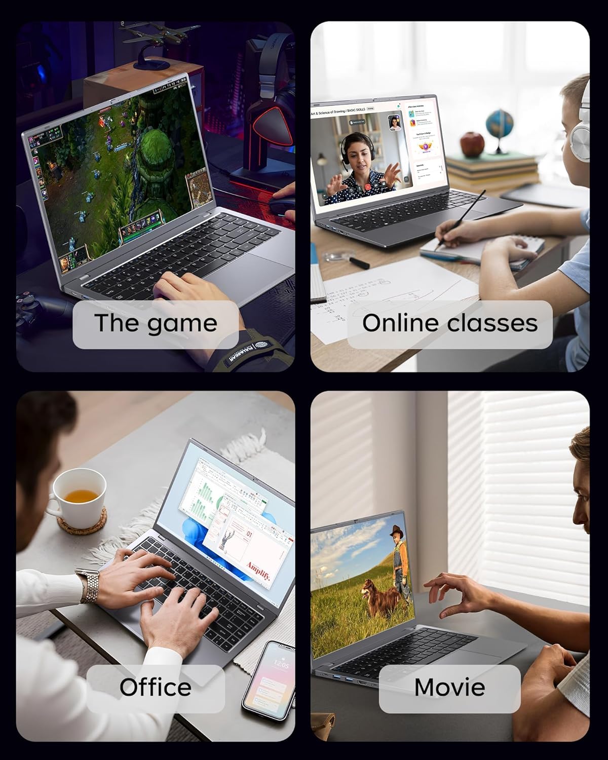 15.6 inch Laptop with Pentium Gold 6500Y(Up to 3.4GHz), 16GB RAM 256GB SSD,1080P Full HD, USB-C,WiFi 5,BT5.0,Gray Computer Laptops for School, Business