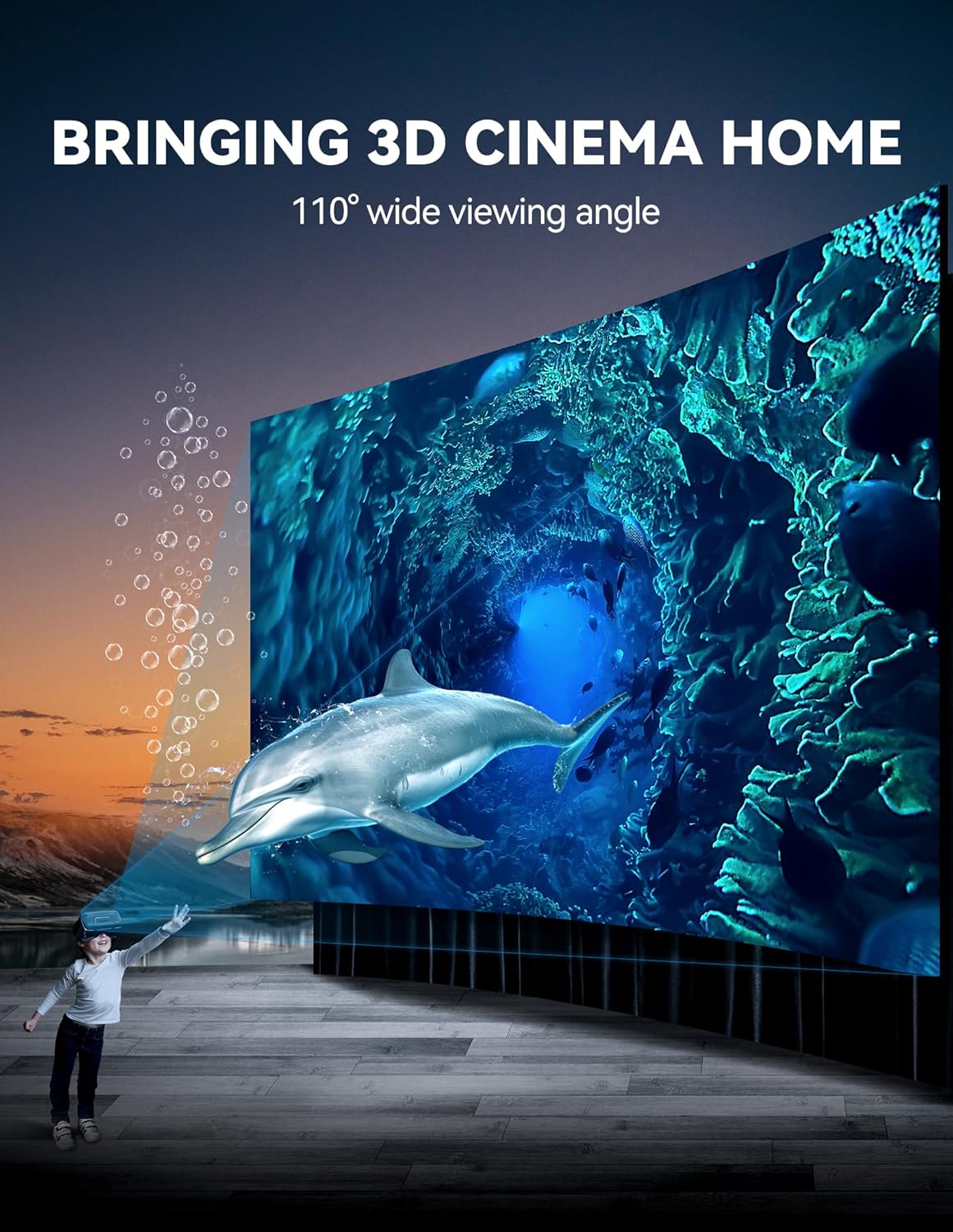 TECKNET VR Headset for Phone, Virtual Reality Headsets with HD 110°FOV Anti-Blue Light Lenses & Adjustable Gears, 3D VR Headset for Kids Compatible iPhone Samsung Android 4.7-7.2" - Black