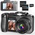 Digital Camera, 5K 80MP 3.5"+2" Dual Screen Cameras for Photography Autofocus, 18X Digital Zoom Vlogging Camera for YouTube, Travel, Beginners, Include 64GB Card and 2 Batteries, Black