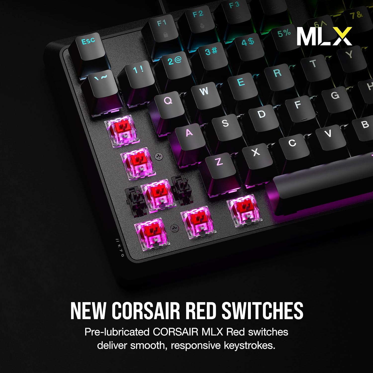 Corsair K70 CORE RGB Mechanical Wired Gaming Keyboard – Pre-Lubed MLX Red Linear Switches, SOCD, ABS Double-Shot Keycaps, Sound Dampening, Media Control Dial, 1000Hz Polling, QWERTY NA – Black