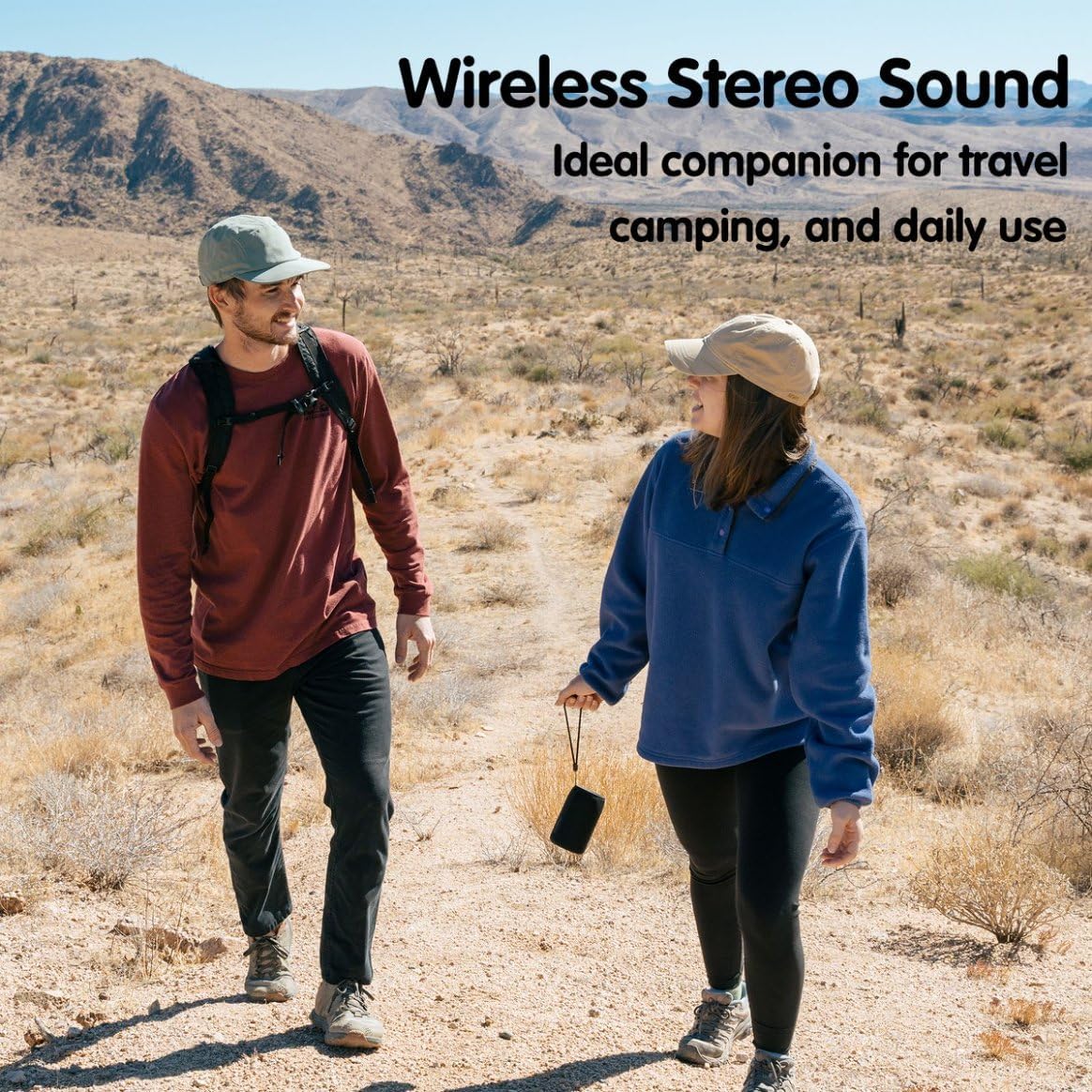 MusiBaby M68 Portable Bluetooth Speakers – Wireless, Waterproof, Dual Pairing, Deep Bass, Small & Loud with 24H+ Playtime – Outdoor Travel, Beach, Camping, Party, Gifts for Men Women (Black)