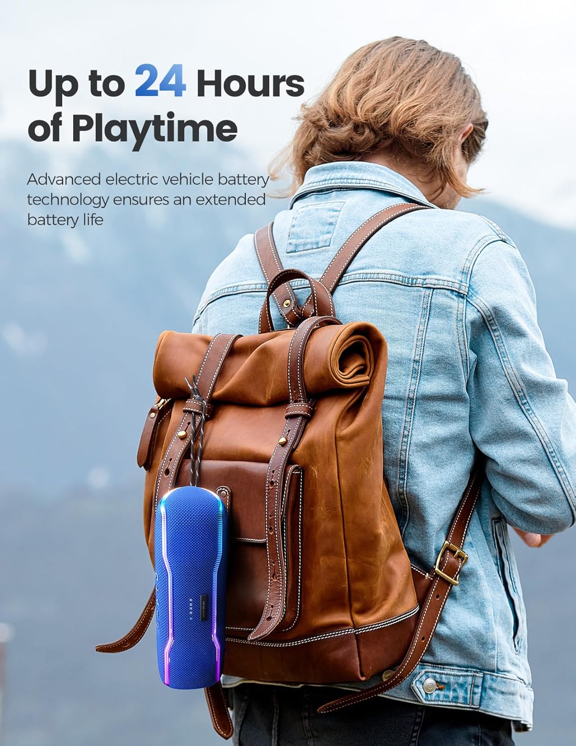 ERKEISEHN Bluetooth Speaker, IPX7 Waterproof Wireless Speakers, Flashing Light, 25W Super Bass, 24H Playtime, Stocking Stuffers White Elephant for Adults, TWS Pairing, Beach Vacation Essentials, Blue