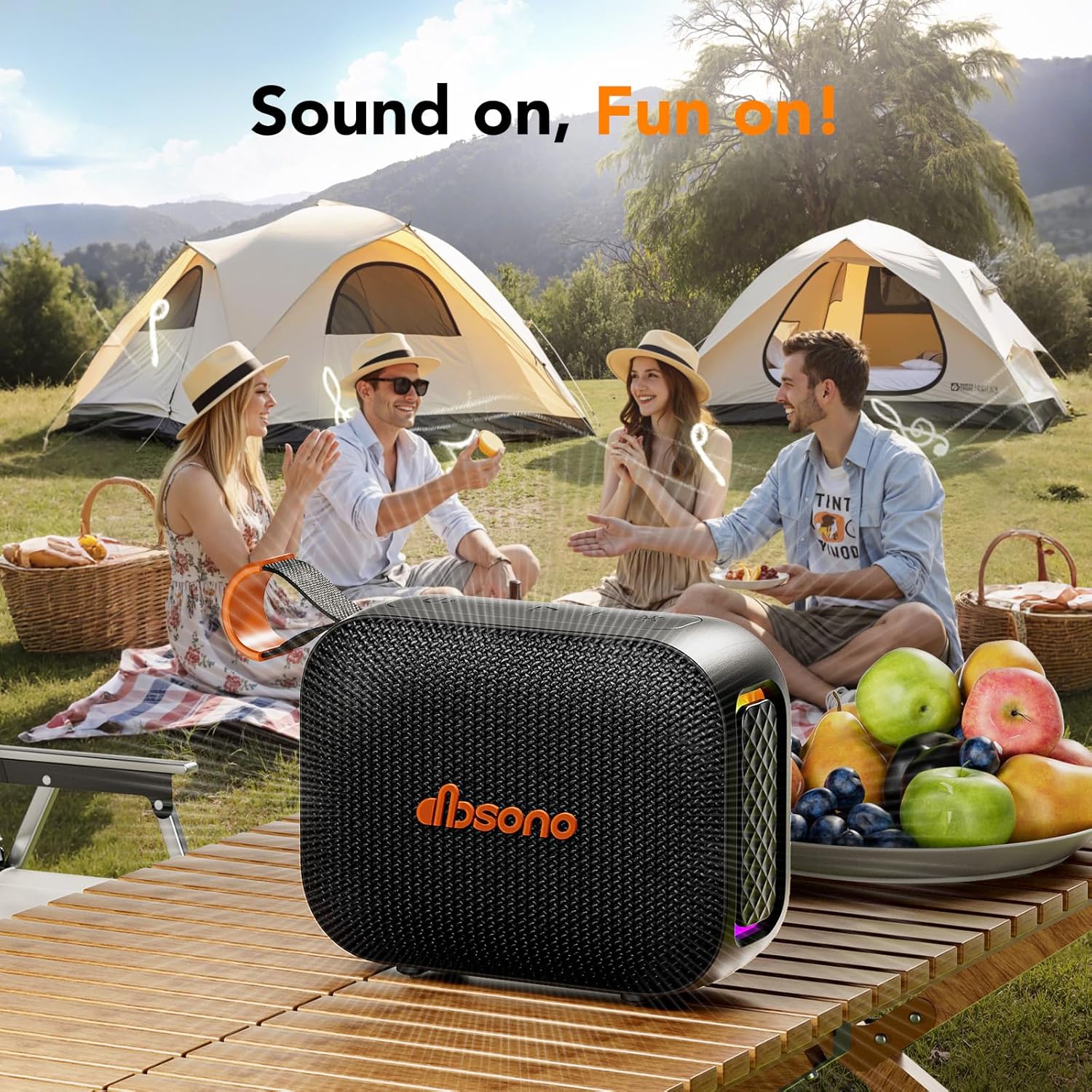 Portable Bluetooth Speaker Waterproof Gift: IPX5 HD Sound Up to 24H Playtime, TWS Pairing, Wireless Speakers with Lights, Travel Essentials Valentines Birthday Gifts for Men Women Boys Girls-Black