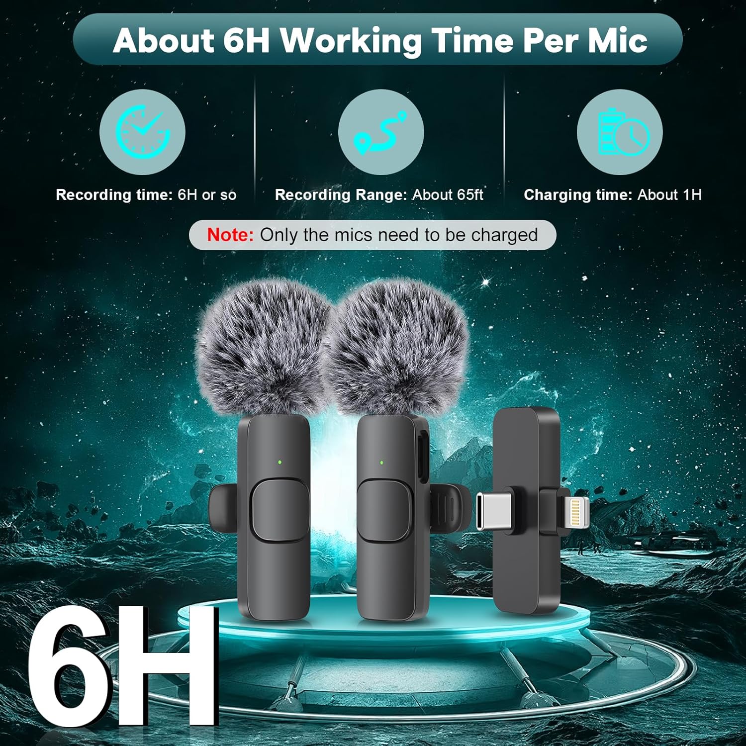 MAYBESTA Wireless Mini Microphone for iPhone, Android Phone - Bluetooth Lavalier Lapel Mic for Audio Video Recording - Clip on Content Creator Microphones for YouTube Tiktok Podcast Vlogging