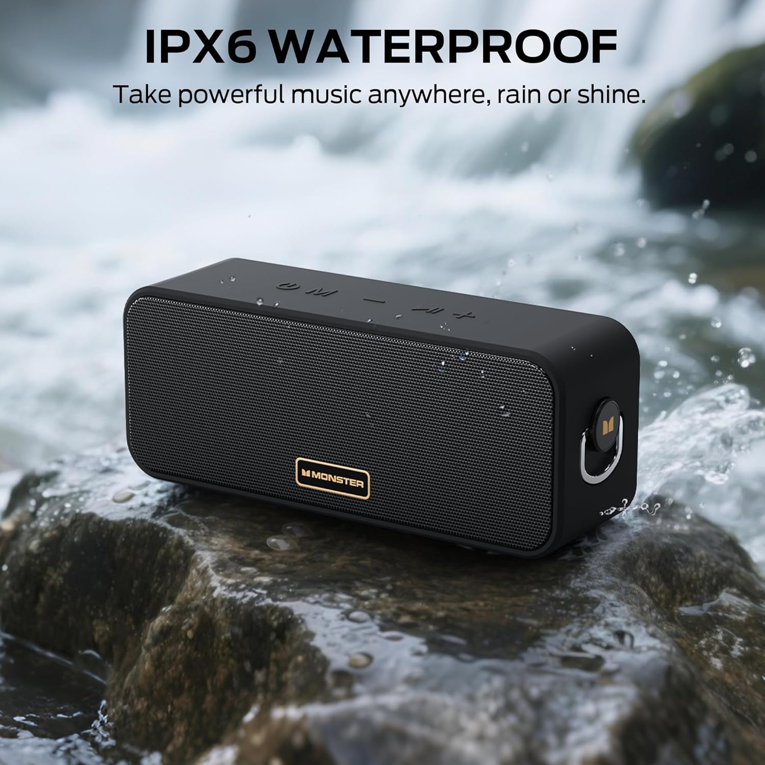 Monster S180 Bluetooth Speaker, Portable Speaker with 40W Stereo Sound, 28H Playtime, Bluetooth 6.0, Support AUX, TF, Wireless Stereo Pairing, IPX6 Waterproof Speaker for Home, Outdoor, Travel