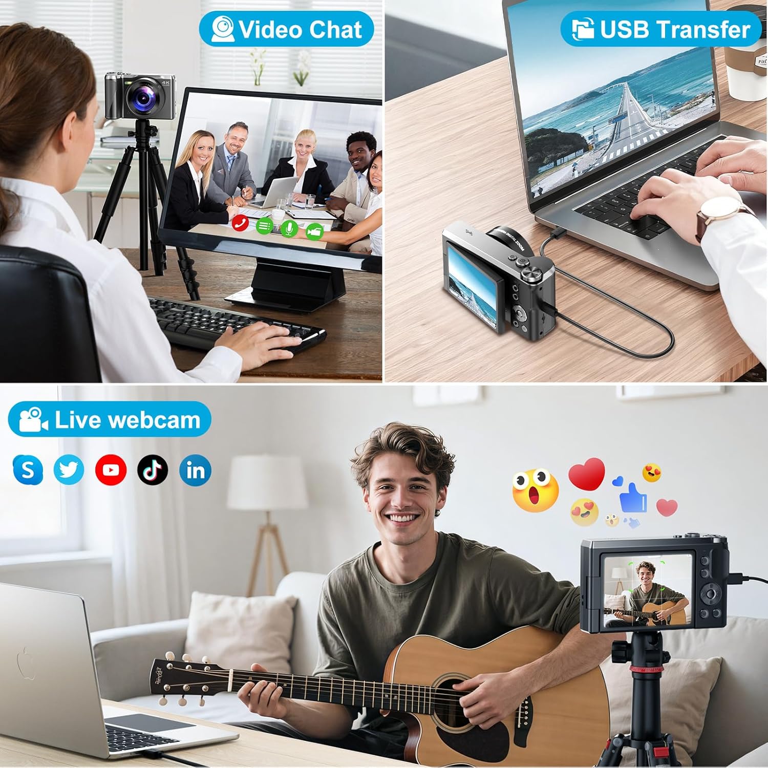 4K Digital Camera for Photography- 56MP Autofocus Vlogging Camera with 3