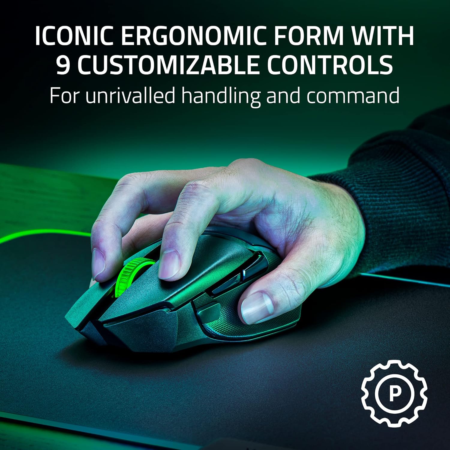 Razer Basilisk V3 X HyperSpeed Customizable Wireless Gaming Mouse: Mechanical Switches Gen-2-5G Advanced 18K Optical Sensor - Chroma RGB 9 Programmable Controls 535 Hr Battery Classic Black