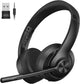 AOC Wireless Headset with Mic for Work, Bluetooth 5.4 Headphones with Noise Canceling Microphone, USB C, 30H, Clear Calls & Mic Mute for PC, Laptop, Cell Phones, Zoom - Black