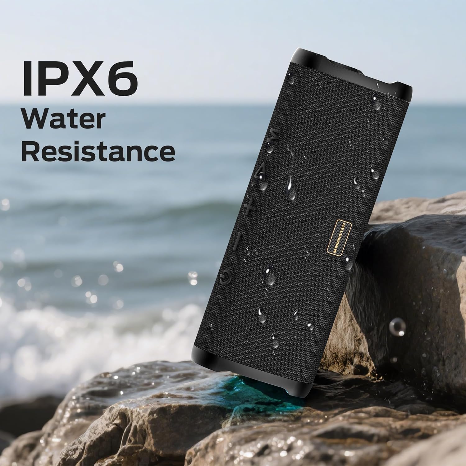 Monster Prism Portable Bluetooth Speaker, Wireless Speakers with 20W Stereo Sound, IPX6 Waterproof, 24H Playtime, Bluetooth 6.0, TWS Pairing, AUX & TF-Card Input, for Home/Outdoors/Beach/Travel