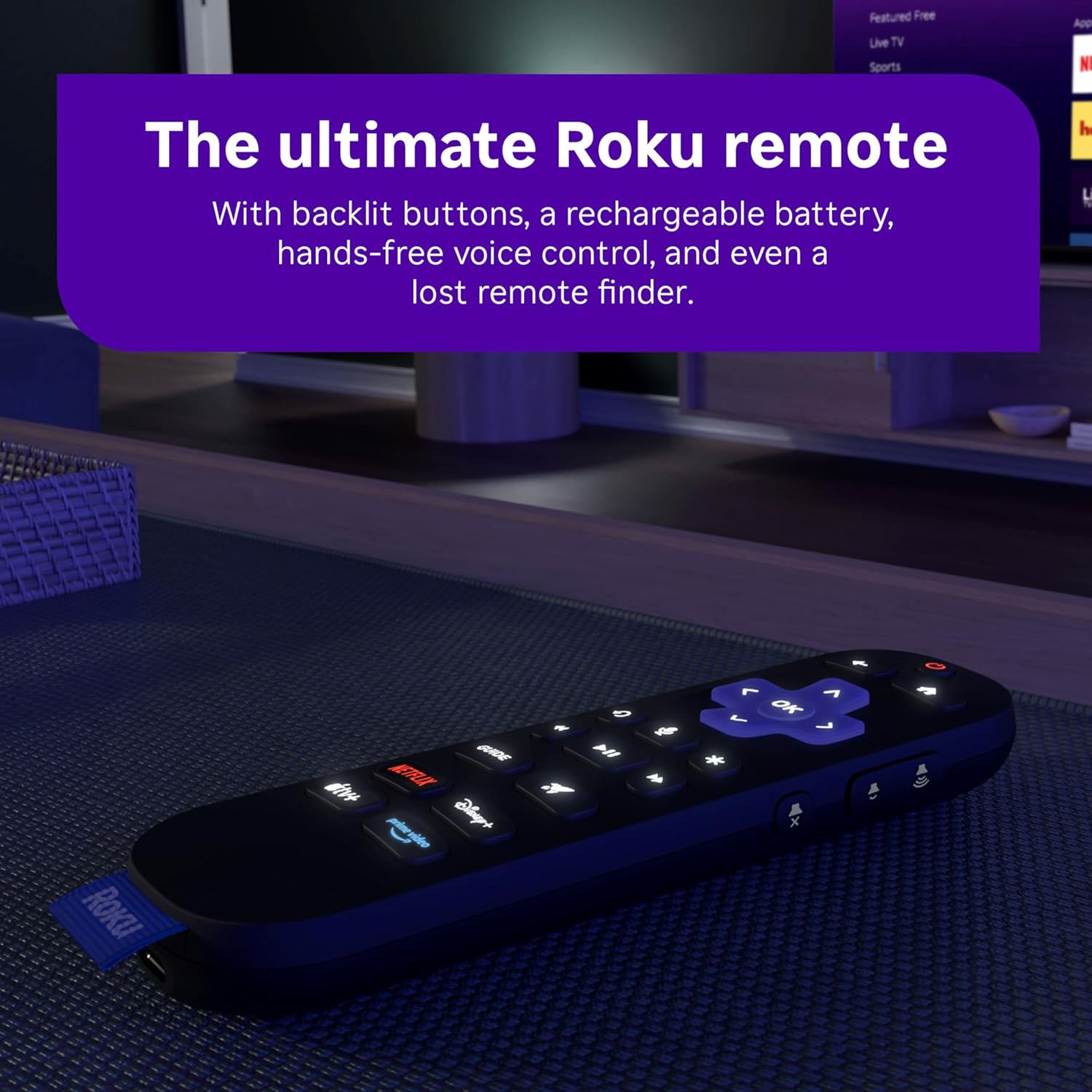 Roku Ultra - Ultimate Streaming Player - 4K Streaming Device for TV with HDR10+, Dolby Vision & Atmos - Bluetooth & Wi-Fi 6- Rechargeable Voice Remote Pro with Backlit Buttons - Free & Live TV