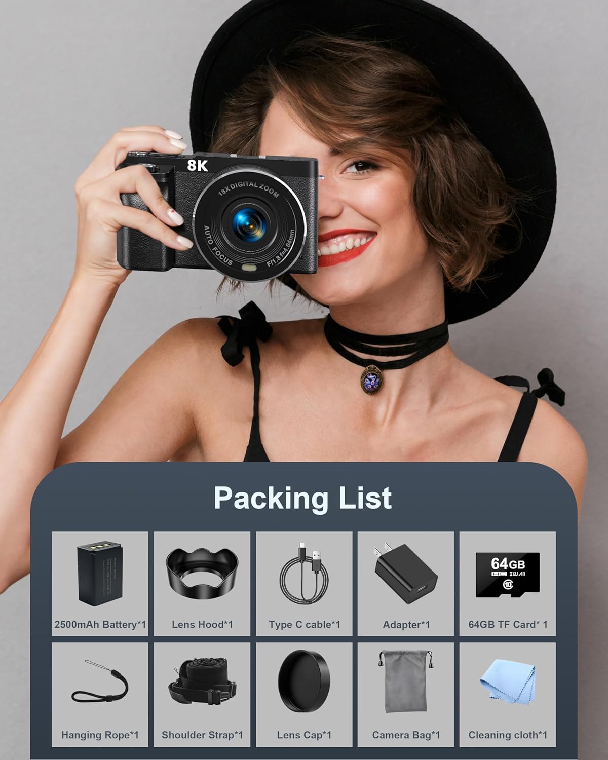 8K Digital Camera, 88MP Cameras for Photography, Vlogging Camera for YouTube with 3