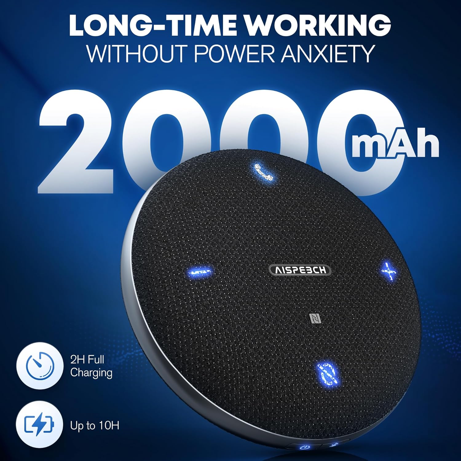 M4 Bluetooth Speakerphone Conference Microphone with AI Noise Reduction Full-Duplex AI Transcription USB Speakerphone 360° Voice Pickup Conference Speaker Home Office for Teams/Zoom, Black