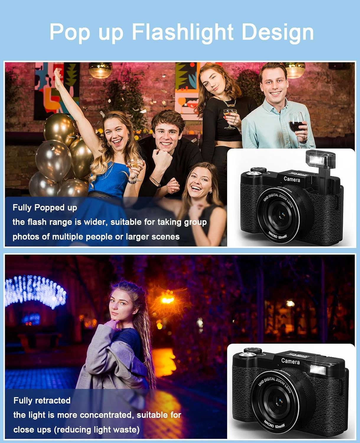 FLATIC Digital Camera with WiFi, 5K 64MP Cameras for Photography with 180° Flip Screen for YouTube, 18X Zoom Autofoucs Vlogging Camera with 64GB Card, Wide & Macro Lens, 2 Batteries, Card Reader